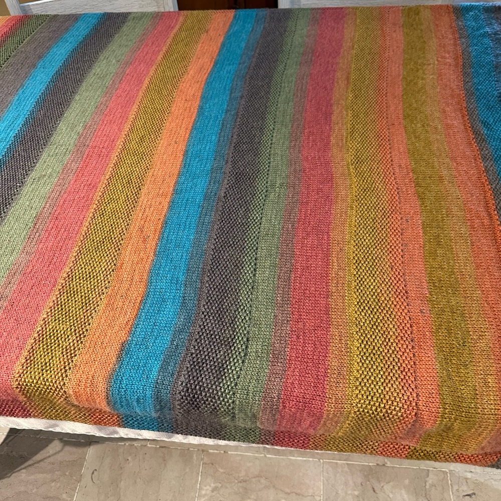 Multicolor Striped Knit Throw Blanket - Cozy Home Accent - Picture 3 of 5
